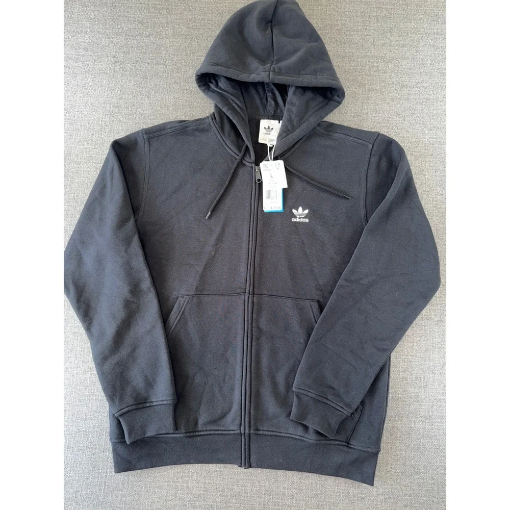 Adidas Originals Adicolor Essentials Full Zip Hoodie Black IW5791 Mens L